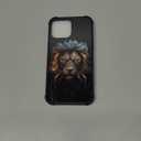 DJSOK Case for iPhone 13 Pro Max,Luxury Pattern Design Shockproof Rugged Cover,Cases for Man Woman-Black and Gold Lion