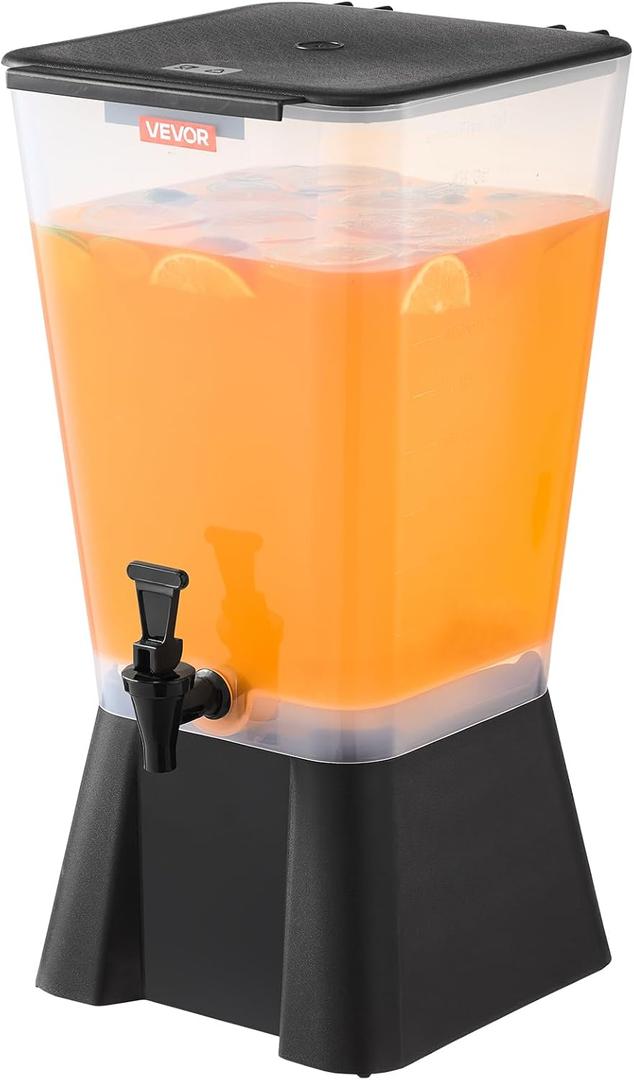 VEVOR Beverage Dispenser, 5 Gallon Drink Dispenser for Parties, Plastic Juice Dispensers with No-Drip Spigot, Iced Tea Lemonade Juice Water Dispensers, for Restaurants, Hotels, Parties