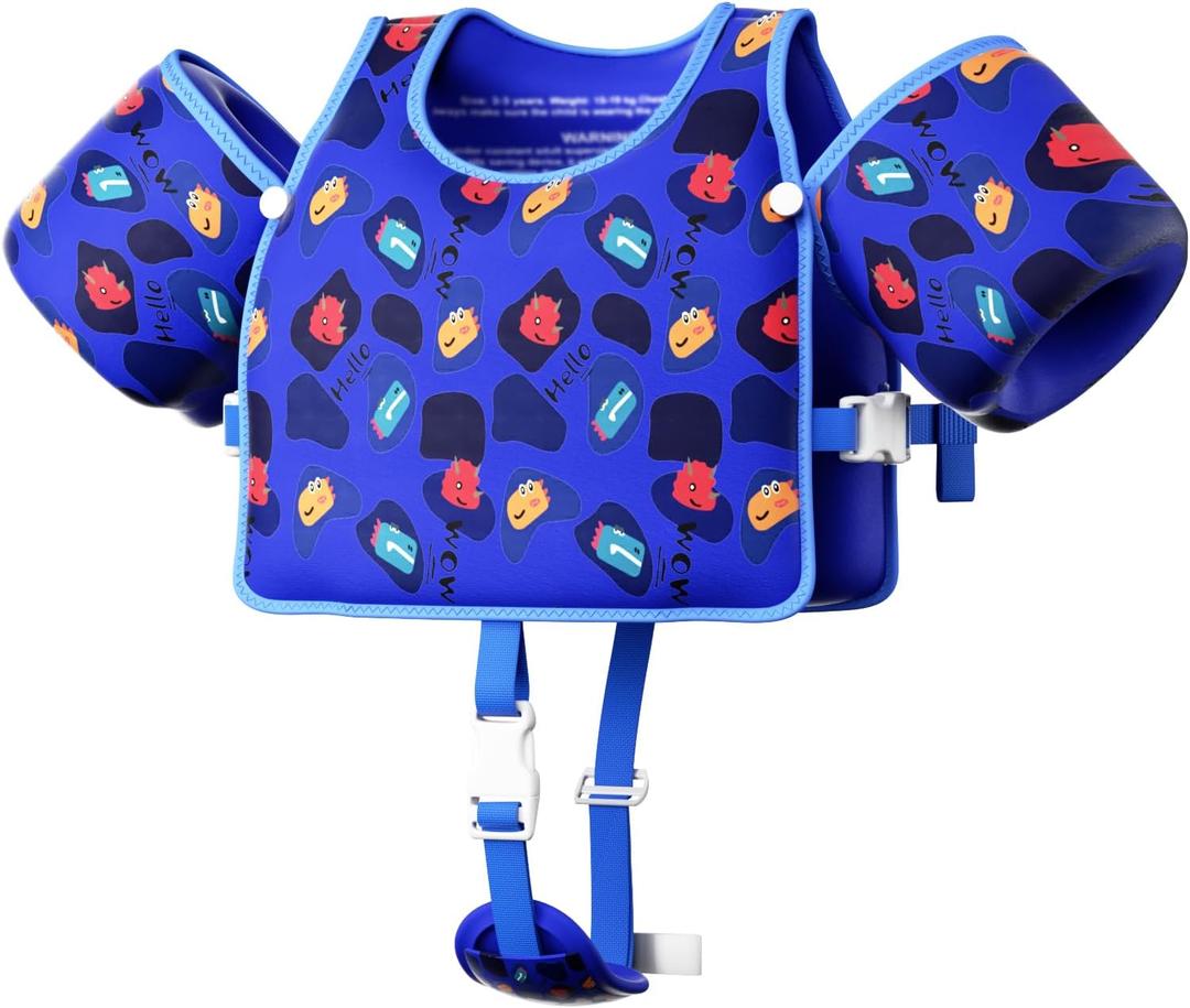 Toddler Swim Vest, Toddler Floaties Fit 20-66LBS, Swim Vest for Toddlers Learning to Swim, Puddle Kids Jumper with Adjustable Strap, Swim Jacket Arm Floaties for Baby Boys Girls 1-7 Years Old (Darkblue)