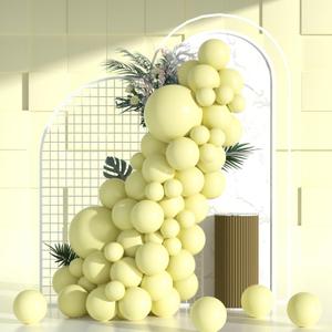 Double Stuffed Pastel Yellow Balloon Arch Kit - Double Stuffed Light Yellow Balloons Garland Pale Yellow Balloons Different Sizes 5 12 18 inch for Sunflower Balloon Arch Honey Bee Baby Shower Birthday