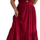 Floerns Women's Plus Size Cut Out Ruched Bust Shirred Back Ruffle Hem Strap Cami Maxi Dress (3X-Large Plus)