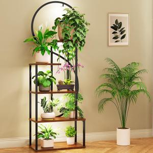 AONESY Plant Stand Indoor with Grow Lights, Large Plant Stands for Indoor Plants Multiple, 67" Tall Plant Shelf Indoor with 5 Lights Tiered Plant Holder, Lighted Corner Plant Stand for Home Decor, Black