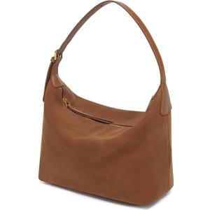 Medium Suede Hobo Bags for Women 10.6 Inch, Matte Faux Leather Shoulder Bag with Adjustable Strap, Slouchy Crossbody Purse