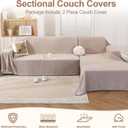 OstepDecor Sectional Couch Covers 2 Pieces, L Shaped Couch Cover Blanket, Sectional Sofa Cover Washable, Chaise Lounge Sofa Slipcovers Pet Furniture Protector for Dogs (71"x110"+71"x118", Khaki)