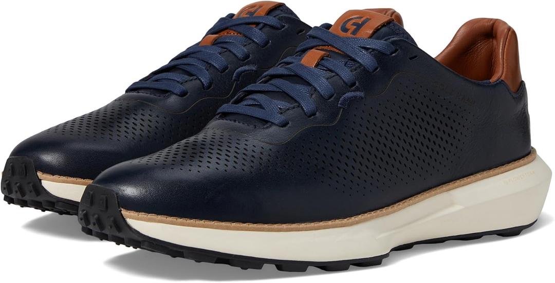 Cole Haan Men's Grandpro Ashland Laser Perf Sneaker (10, Navy Blazer/British Tan/Ivory)
