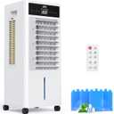 JRD Portable Air Conditioners with 4 Ice Packs, 12H Timer, Top Fill Dual Tank, Evaporative Air Cooler Portable with 4 Modes, 3 Speeds, Mist Function, Quiet Swamp Cooler for Bedroom Office Indoor