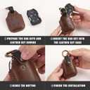 for Chevy Key Fob Cover Compatible with Silverado 1500 2500HD 3500HD Suburban Sonic GMC Canyon Sierra 1500 2500 HD 3500 HD 5 Button Smart Leather Car Key Case Shell Chain Accessories/Brown