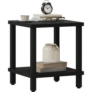 MMEOLUOOK Large End Table Square Side Table Modern Sofa Table 20 Inch Industrial Coffee Table NightStand with 2-Tier Storage Shelf for Living Room Bedroom Black MLBZ06B
