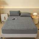 Pangzi Solid Flannel Plush Bedding Fitted Sheet, Velvety Soft Heavyweight Non-Slip Protective Cover for Bed Mattress (Full, Gray)