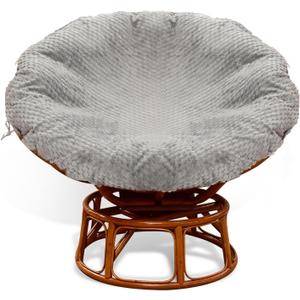 Papasan Cushion Cover Only, Faux Fur Zippered Papasan Chair Cushion Cover with 8 Ties,Soft Removable Machine Washable for Round Chair Cushion (55in fits 48-55in, Plaid White)