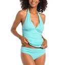 La Blanca Women's Island Goddess Halter Tankini Swimsuit Top (only), Ice Blue, 10