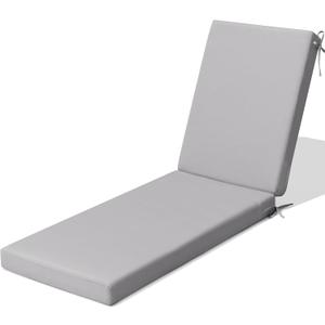 Crestlive Products Chaise Lounge Cushion Outdoor, 72x21 Inch, Waterproof & 3-Year Fade Resistant Lounge Chair Cushion for Outdoor Furniture, Patio Cushion for Pool, Lawn, Light Gray