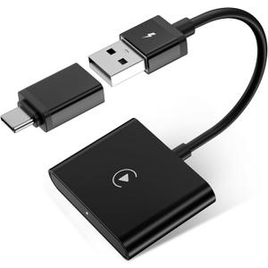 Wireless CarPlay Adapter for Apple Devices 2025 Upgrade, Converts Wired CarPlay to Wireless Dongle Plug and Play Easy Use Fast Stable Connection Control for iPhone iOS 10+ Mini Design for Cars Black