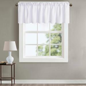 White Valance for Window Kitchen Valance Curtains for Bedroom Living Room Rod Pocket Farmhouse Valances Only 52 X 18 Inch Long 1 Light Blocking Panel