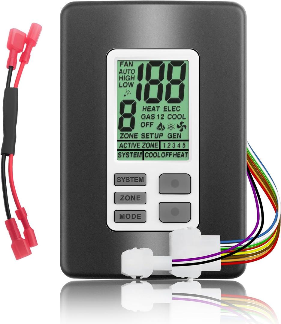 9330A3341 Digital Thermostat,Compatible with Coleman Mach 9330-33 Series Multiple Zone RV Digital Thermostat,Hot/Cool Temperature Control 12V Wall Mount RV Comfort ZC Thermostat for RV, Black