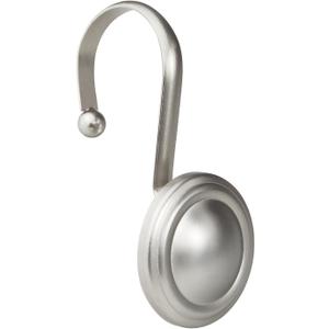 CHICTIE Nickel Shower Curtain Hooks Rings, Decorative Silver Shower Hook for Shower Curtain, Rustproof Modern Shower Rings Hangers for Bathroom Curtains Rods, Set of 12