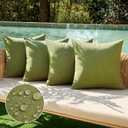 MIULEE Pack of 4 Decorative Outdoor Throw Pillow Covers Linen Waterproof Pillow Covers Farmhouse Cushion Cases for Patio Garden Tent Balcony Couch Sofa18x18 inch Green