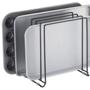 mDesign Pot Lid and Pan Rack — Metal Wire Rack for Cabinets, Pantries or Kitchen Surfaces — Freestanding Pan Stand with 5 Slots for Pans, Pots, Lids and Crockery — Black