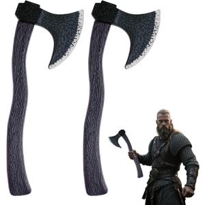 2pcs Plastic Viking Axe Costume Props,Fake Axe for Children Adult Halloween Party Role-Play Dress Up Weapon Accessories