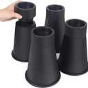 shouwuhho Bed Risers 8 Inch Heavy Duty, Round Furniture Risers Lifts 6" 8" for Bed Desk Table Sofa Couch, Adjustable Bed Frame Risers Supports Up to 6,000 Lbs, Black, 4 Pack (Raise: 6.7"/8.5")