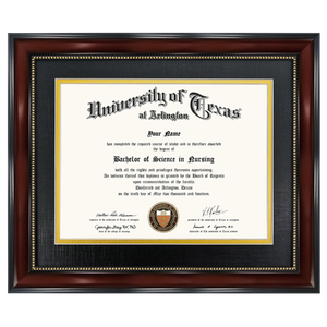 GraduationMall 8.5x11 Diploma Frame with Black over Gold Mat or Display 11x14 Document without Mat, UV Protection Acrylic, Mahogany with Gold Beads