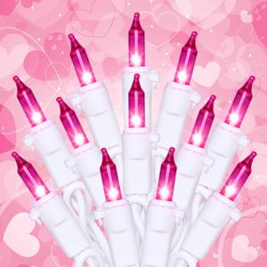Hopolon Pink Mini Christmas Lights,2 Pack 13FT 50Count Fairy String Light Set,White Wire Incandescent Pink Valentines Day Lights Connectable for Indoor Outdoor Wedding Birthday Valentines Day Decor Hopolon Pink Mini Christmas Lights,2 Pack 13FT 50Count Fairy String Light Set,White Wire Incandescent Pink Valentines Day Lights Connectable for Indoor Outdoor Wedding Birthday Valentines Day Decor