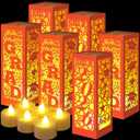 Rossesay 12 Pcs Graduation Table Centerpieces Boxes Class of 2026 Graduation Lanterns for Centerpieces with LED Candles Congrats Grad School College Photo Props for Party Table Decoration (Orange)