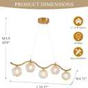 Modern Linear Globe Chandelier Gold 5-Lights Mid Century Linear Chandelier for Dining Room Clear Glass Globe Light Fixture for Kitchen Island Living Room