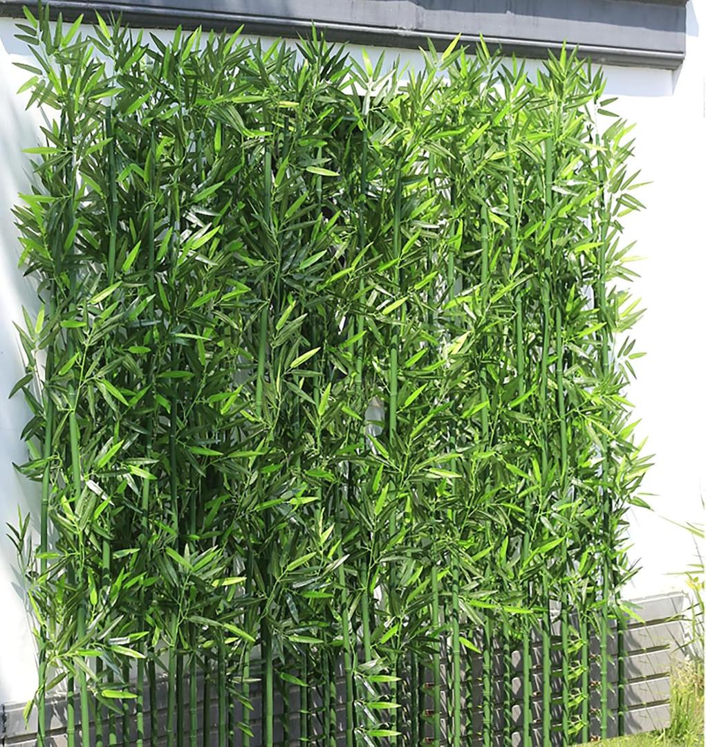HOUSESET 5ft Artificial Bamboo Tree 10 Pack, Fake Bamboo Plant with Encrypted Silk Leaves for Garden Yard Indoor Outdoor Decor, Privacy Waterproof Faux Plants