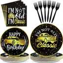 Grencian 96Pcs Classic Car Party Decorations Vintage Car Birthday Plates and Napkins Tableware Sets Old Theme Classic Party Favors for Adult Mens Racing Cars Theme Birthday Supplies Serve 24