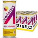 Accelerator Active Energy Drink Sugar Free Zero Carbs, Berry Lemonade 12oz can(12 pack) Enhanced Focus & Sustained Energy from 100% Natural Caffeine (200mg), Ashwagandha, Coq10 & Green Tea Extract, Best By: 06/26