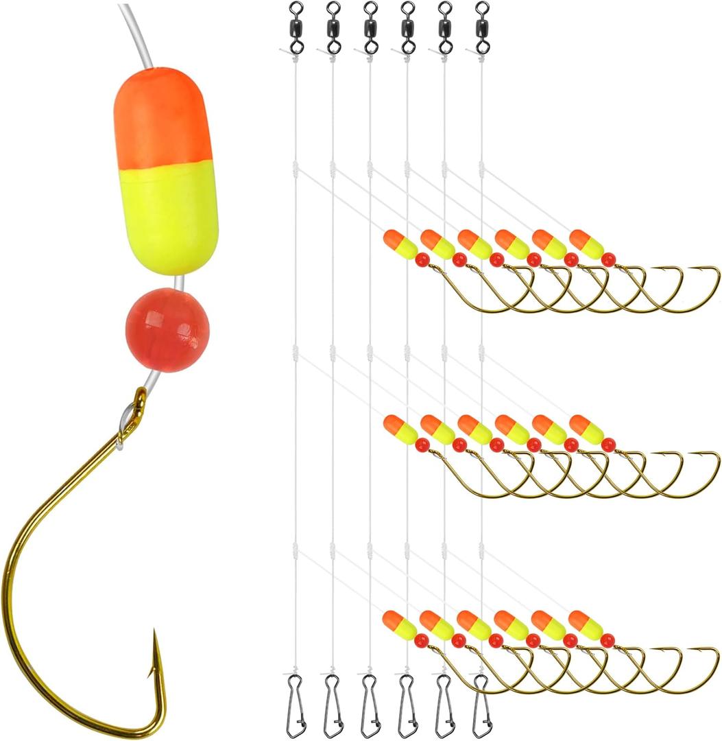 OROOTL Pompano Fishing Rigs, 6pcs Pompano Rigs for Surf Fishing Pre-Rigged Pompano Float Rigs with Circle Hooks Saltwater Fishing Rigs Surf Fishing Gear (Orange/Yellow-6pcs)