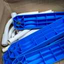 Threlaco 33 Inch Above Ground Pool Ladder 2 Step Steel Frame Swimming Pool Entry Exit Ladder Non Slip Metal Frame Steps, Weight Capacity 300lbs(White and Blue)