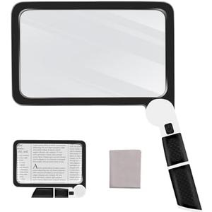 5X Magnifying Glass with Light, Lightweight Full Page Magnifier for Reading, Large Lighted Magnifier with 48 LED Light and Anti-Glare Lens, Ideal Gift for Seniors, Macular Degeneration, Low Visions