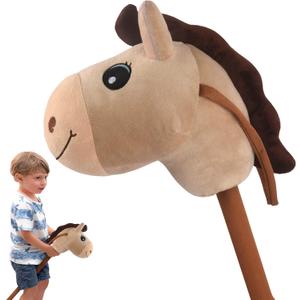 WALIKI Stick Horse Toy for Boys and Girls | Cool Cowboy Ride-On Toy | Fun Birthday Gift for Kids Ages 3 4 5 6 | Active Pretend Play for Toddlers & Preschoolers (Beige)