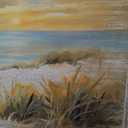 Beach Wall Art for Living Room: Coastal Artwork Walls Framed Hand Painted Heavy Texture Pathway Painting on Seaside Picture Wooden Home(48x24)