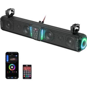KEMIMOTO 2025 Midnight 80 32-inch UTV Sound Bar, IP65 Water Resistant Golf Cart Sound Bar, ATV Speaker Bluetooth with RGB, SxS Soundbar Compatible with Polaris RZR Can-Am w/ 1-2 in Roll Bar