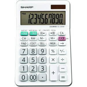 Sharp EL-330WB Standard Function Basic Desktop Calculator, Large Display, for Home and Office, Dual Power, Solar and Battery