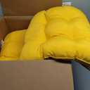 19x19 Outdoor Chair Cushions Set of 4, Wicker Patio Furniture Cushions with Tufted Buttons, Thick Outdoor Seat Cushions for Lawn Chairs, Overstuffed and Water Resistant, Yellow (19''x19''x5''-4PACK, Yellow)