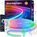 LAFULIT LED Neon Rope Lights Room Decor, DIY 10ft LED Strip Lights, Remote and App Control, Music Sync Color Changing, Outdoor Waterproof RGB Neon Lights for Party Gaming Living Bedroom Wall Stuff
