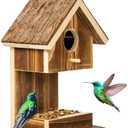 Bird Houses for Outside Hanging Bird House Feeder for Hummingbirds Cardinal Wren Bluebird Wild Birds Small Natural Wood Birdhouse for Country Cottages Farmhouse Outdoor Garden Decoration