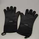 GEEKHOM BBQ Gloves Heat Resistant, 13.7 Inch Long Waterproof Silicone Oven Mitts for Grilling and Smoker, Non-Slip 5 Finger Kitchen Hot Mitts for Baking, Cooking & Cast Iron, Black (One Size Fits Most)