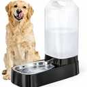 Automatic Dog Water Bowl Dispenser - 2.4 Gallon Gravity Pet Water Dispenser with 304 Stainless Steel Bowl, Dog Auto Feeders Bowls Self Waterer, Easy-Carry Handle for Large Dogs & Cats, Multi-Pet Home
