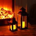 NEEDOMO LED Lanterns Decorative Outdoor&Indoor, Set of 2 Large Bronze Metal Lantern Decor with LED Candle, Lantern Decor for Porch, Patio, Garden, Balcony, Wedding, Spring Decorations (NO Glass)