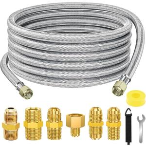 24 FT Propane Hose Extension-High Pressure Braided Gas Line Hose Propane Conversion Kit for BBQ Grill, Fire Pit, Heater (24FT)