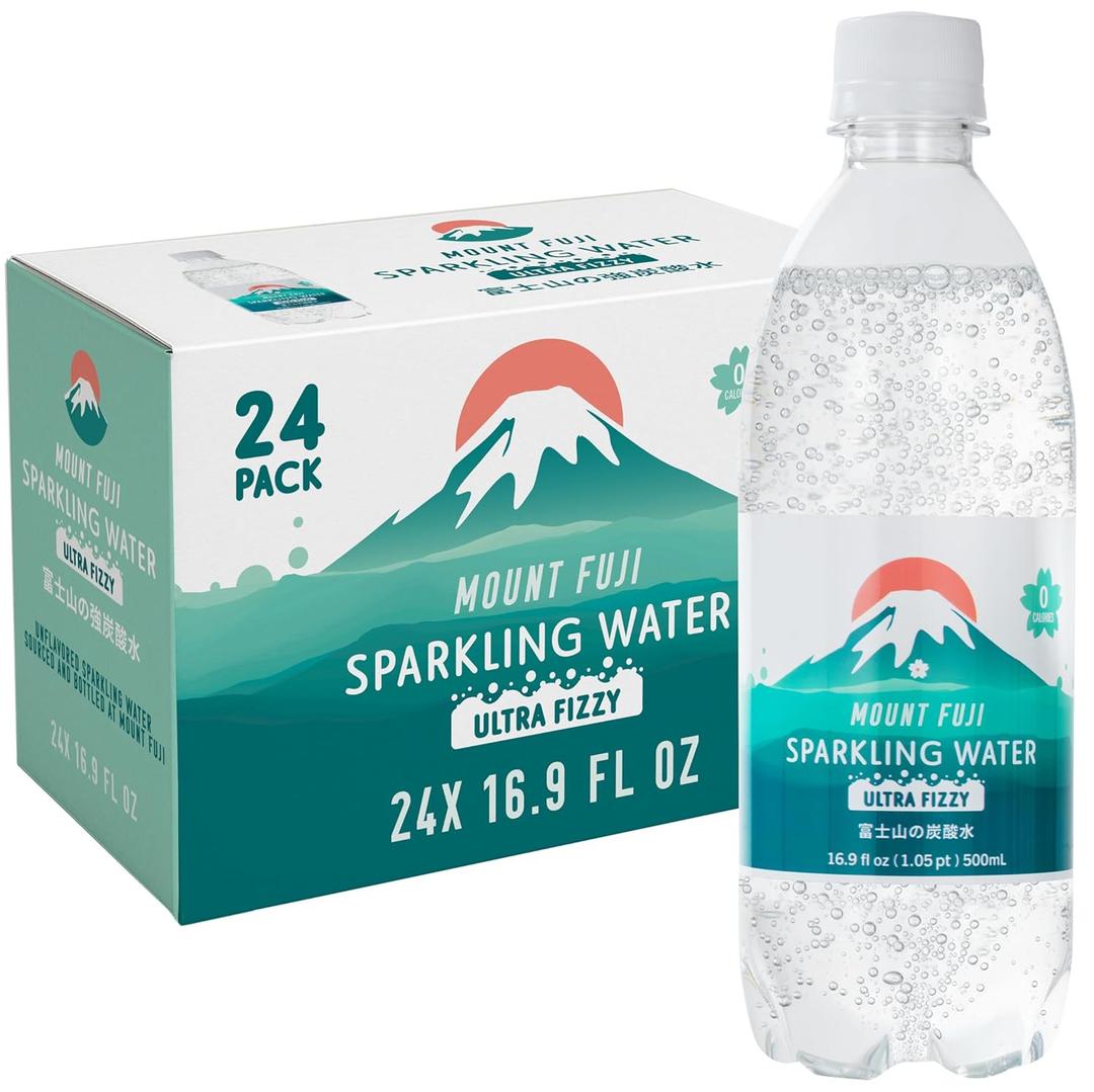 IRIS Sparkling Water Bottles, 16.9 fl oz, 24-Pack, Strong Carbonation from Mount Fuji Spring, Refreshing Japanese Natural Mineral Seltzer Carbonated Soda Water, Product of Japan EXP: 06/24/2026
