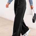 Aleumdr Wide Leg Sweatpants for Women Trendy Fashion High Waisted Drawstring Loose Long Pants with Pockets (Black)