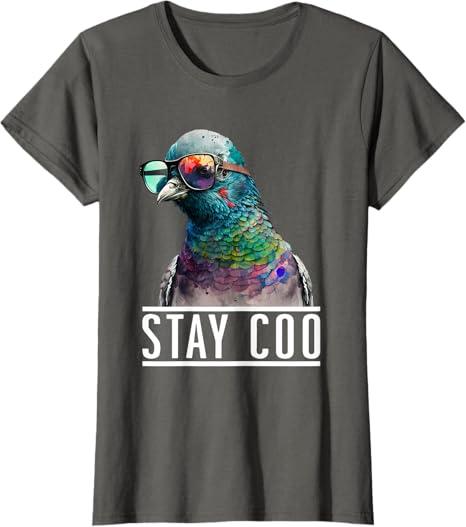 Stay Coo - Pigeon Lover, Animal Lover, Birds Owner T-Shirt (Small, Asphalt Grey)