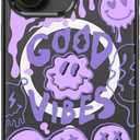 MOSNOVO Magnetic Case for iPhone 16, 10ft Military-Grade Protection, Compatible with Magsafe, Shockproof Phone Case for iPhone 16 - Good Vibes - Clear Black