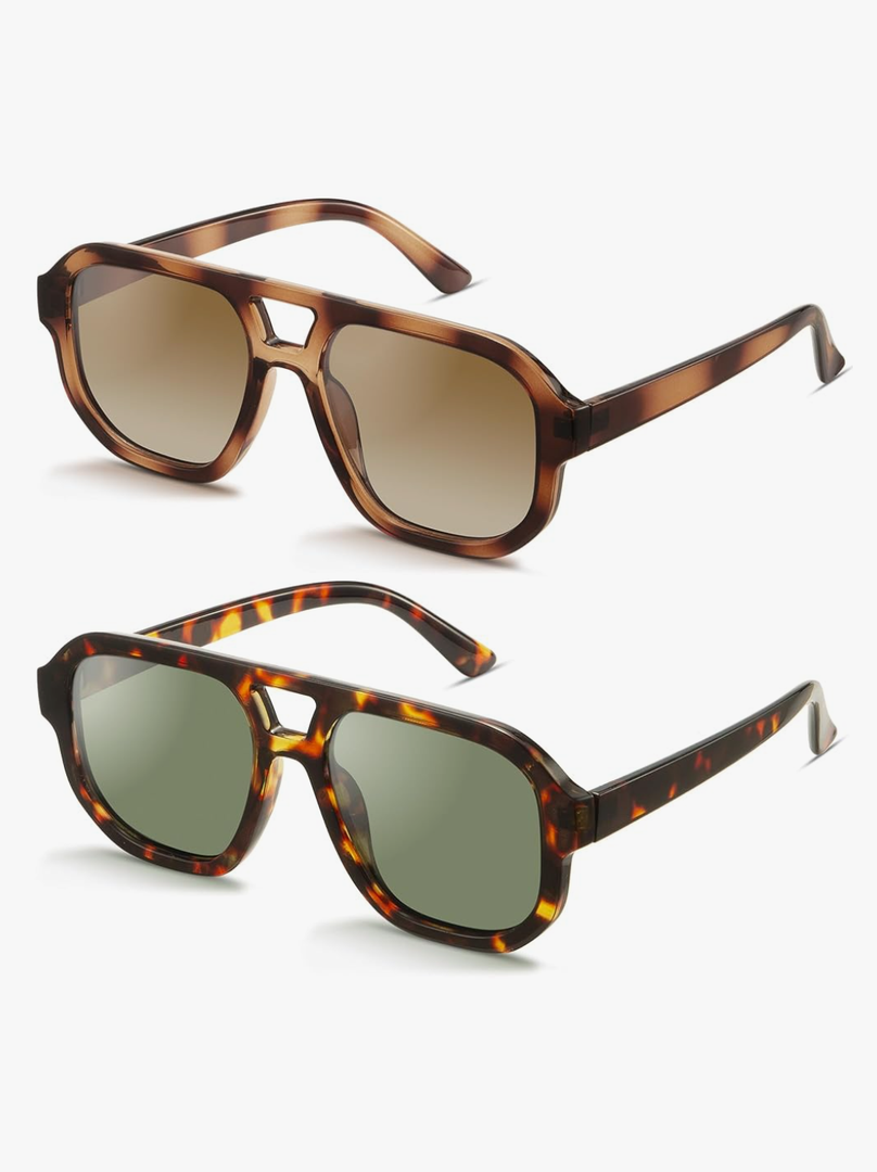 livho Trendy Polarized Square Aviator Sunglasses Women Men Square Eyewear Frame, Retro Sun Glasses for Women Men 2025 Shades